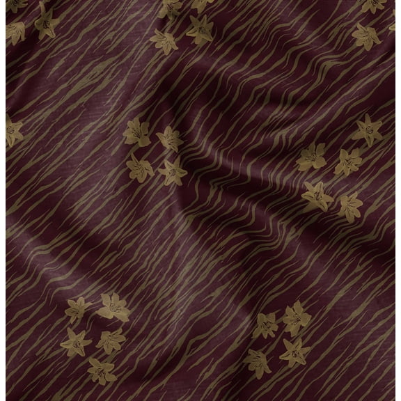 Soimoi Cotton Poplin Red Fabric By the Yard - 42 Inch Wide - Stripe & Floral Pattern Textile - Modern and Chic Patterns for Trendy Apparel Printed Fabric