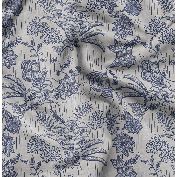 Soimoi Cotton Poplin White Fabric By the Yard - 42 Inch Wide - Leaf & Floral Pattern Fabric - Botanical and Elegant Designs for Various Uses Printed Fabric