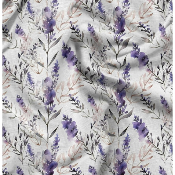 Soimoi Cotton Poplin White Fabric By the Yard - 42 Inch Wide - Leaves, Floral & Rabbit Animal Print - Nature - Inspired Elegance with Adorable Rabbits Printed Fabric