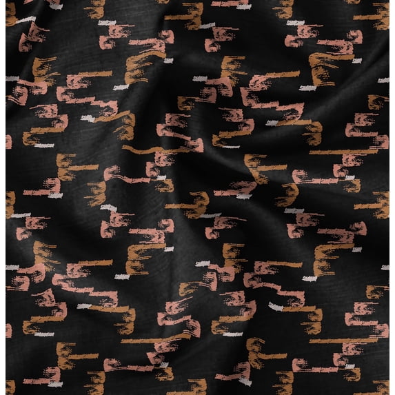 Soimoi Cotton Satin Spandex Black Fabric By the Yard - 54 Inch Wide - Abstract Geometric Textile - Modern and Artistic Fusion for Fashion and Home Printed Fabric