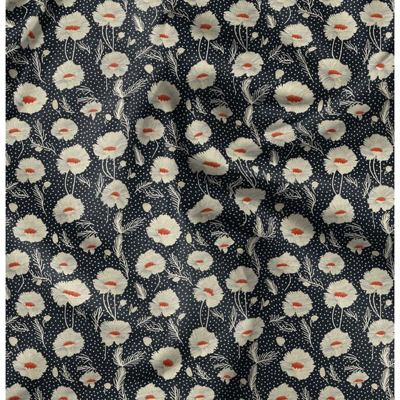 Soimoi Cotton Satin Spandex Black Fabric By the Yard - 54 Inch Wide - Florals Print Fabric - Elegant and Timeless Patterns for Fashion and Home Decor Printed Fabric