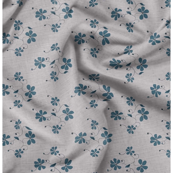 Soimoi Cotton Satin Spandex Blue Fabric By the Yard - 54 Inch Wide - Florals Print Fabric - Elegant and Timeless Patterns for Fashion and Home Decor Printed Fabric
