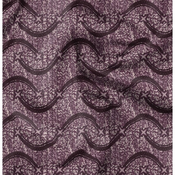 Soimoi Cotton Satin Spandex Brown Fabric By the Yard - 54 Inch Wide - African Tribal Material - Artistic and Modern Patterns for Various Uses Printed Fabric