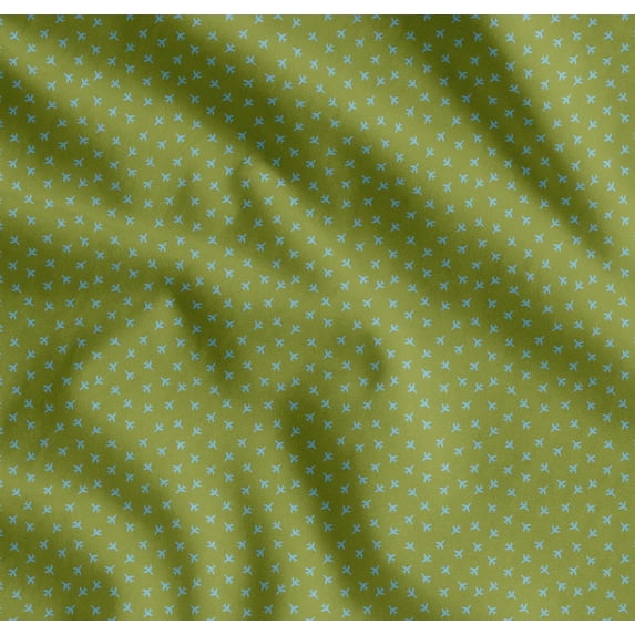 Soimoi Cotton Voile Fabric Airplane Shirting Print Fabric by The Yard 42 Inch Wide