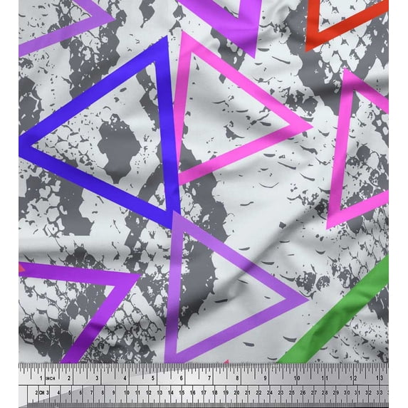 Soimoi Cotton Voile Fabric Animal Skin & Triangle Geometric Fabric Prints By Yard 42 Inch Wide