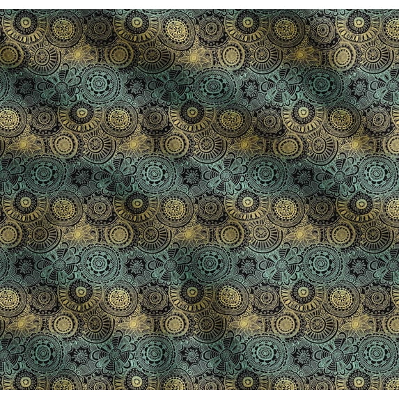 Soimoi Cotton Voile Fabric Artistic Flower Mandala Printed Craft Fabric by the Yard 42 Inch Wide