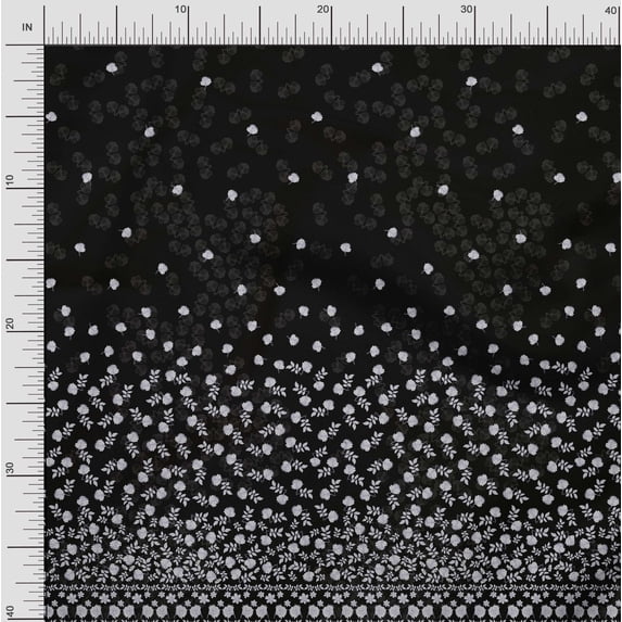 Soimoi Cotton Voile Fabric Artistic Leaves & Flower Panel Printed Fabric 1 Yard 56 Inch Wide