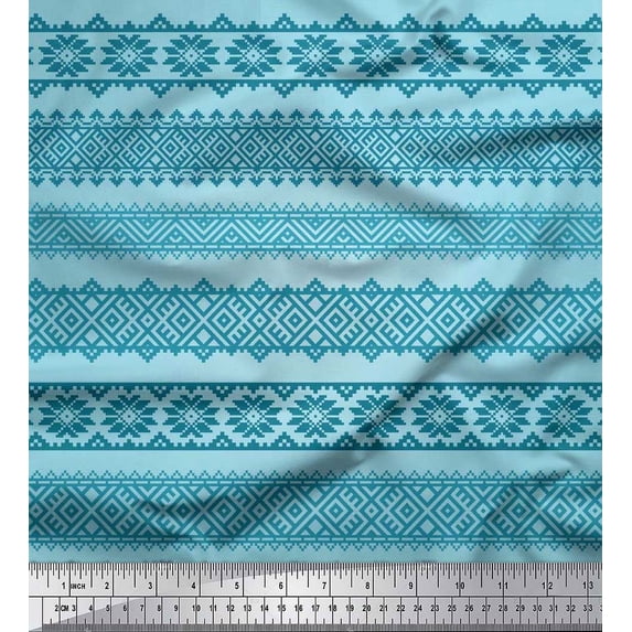 Soimoi Cotton Voile Fabric Aztec Geometric Print Fabric by The Yard 42 Inch Wide