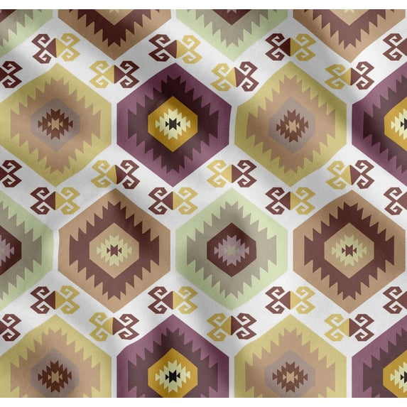 Soimoi Cotton Voile Fabric Aztec & Ikat Kilim Printed Craft Fabric by The Yard 56 Inch Wide
