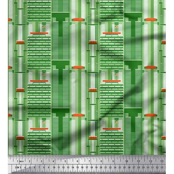 Soimoi Cotton Voile Fabric Buildings Architectural Fabric Prints by Yard 42 Inch Wide
