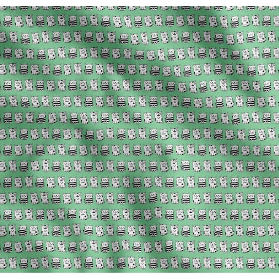 Soimoi Cotton Voile Fabric Cat Animal Print Fabric by The Yard 56 Inch Wide