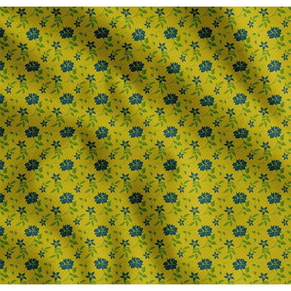 Soimoi Cotton Voile Fabric Check,Leaves & Floral Artistic Decor Fabric Printed Yard 42 Inch Wide