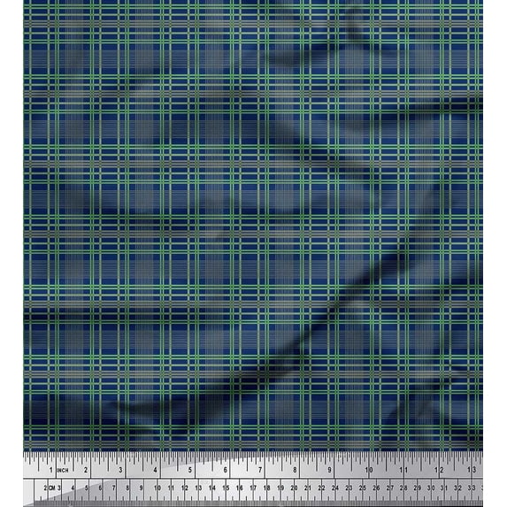 Soimoi Cotton Voile Fabric Check Shirting Printed Craft Fabric by The Yard 42 Inch Wide