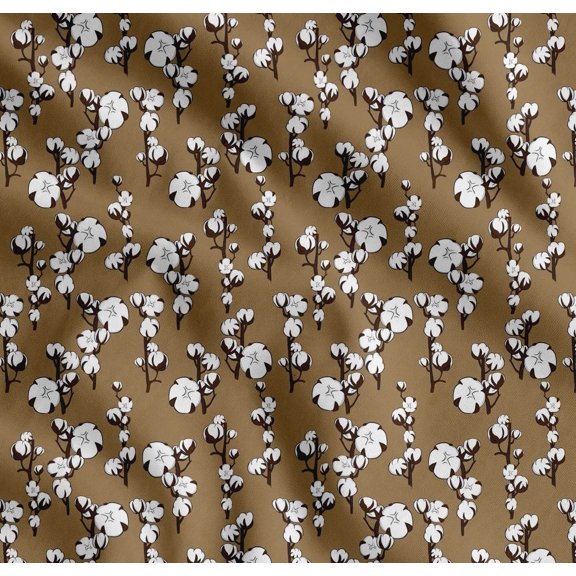 Soimoi Cotton Voile Fabric Cotton Ball Floral Printed Fabric 1 Yard 42 Inch Wide