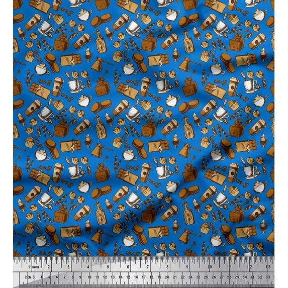 Soimoi Cotton Voile Fabric Cupcake,Chocolate & Candies Food Fabric Prints by Yard 42 Inch Wide
