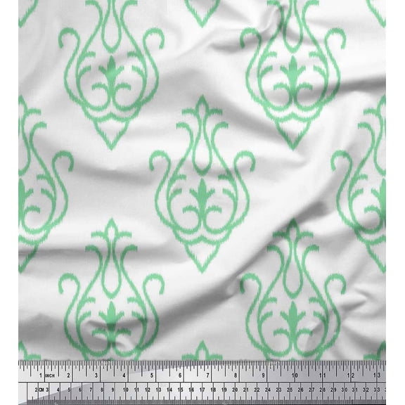 Soimoi Cotton Voile Fabric Damask Ikat Printed Fabric 1 Yard 56 Inch Wide
