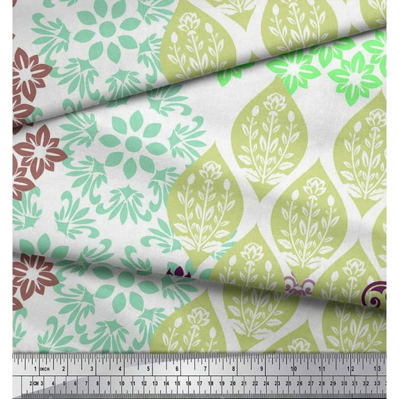 Soimoi Cotton Voile Fabric Damask Patchwork Print Fabric by Yard 56 Inch Wide