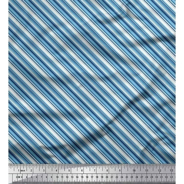 Soimoi Cotton Voile Fabric Diagonal Stripe Printed Fabric 1 Yard 42 Inch Wide