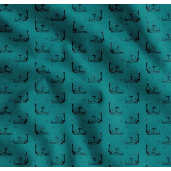 Soimoi Cotton Voile Fabric Direction Compass,Lighthouse & Yacht Nautical Printed Craft Fabric by The Yard 42 Inch Wide