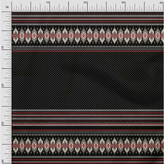 Soimoi Cotton Voile Fabric Dot & Aztec Panel Decor Fabric Printed Yard 42 Inch Wide