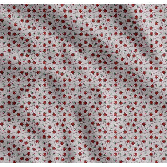 Soimoi Cotton Voile Fabric Dot,Floral & Strawberry Fruits Decor Fabric Printed Yard 42 Inch Wide