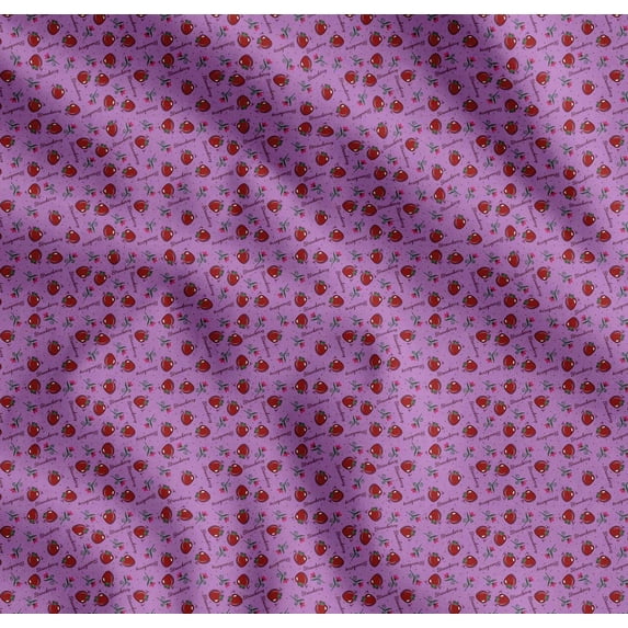 Soimoi Cotton Voile Fabric Dot,Floral & Strawberry Fruits Fabric Prints by Yard 56 Inch Wide