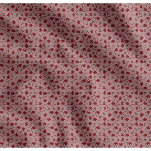 Soimoi Cotton Voile Fabric Dot,Floral & Strawberry Fruits Printed Craft Fabric by The Yard 42 Inch Wide