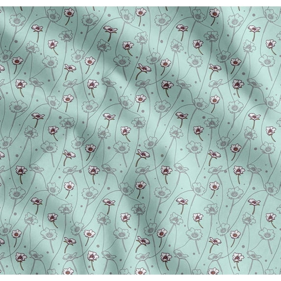 Soimoi Cotton Voile Fabric Dot,Leaves & Floral Artistic Fabric Prints by Yard 56 Inch Wide