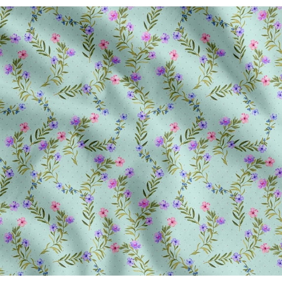 Soimoi Cotton Voile Fabric Dot,Leaves & Floral Print Sewing Fabric Yard 56 Inch Wide