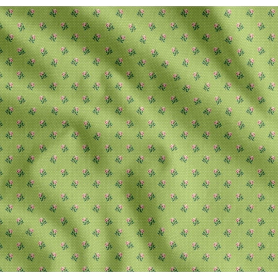 Soimoi Cotton Voile Fabric Dot,Leaves & Rose Floral Print Fabric by The Yard 56 Inch Wide
