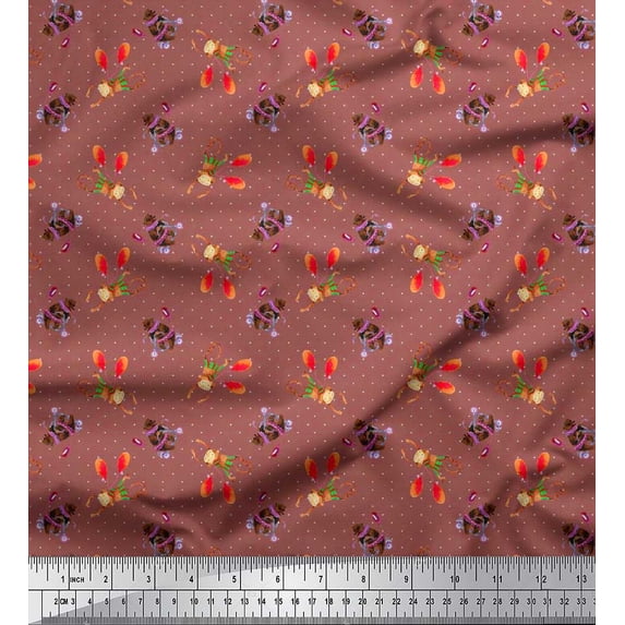 Soimoi Cotton Voile Fabric Dot,Monkey & Bear Cartoon Print Sewing Fabric Yard 42 Inch Wide