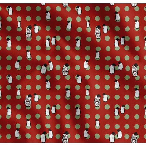 Soimoi Cotton Voile Fabric Dot & Penguin Ocean Print Sewing Fabric Yard 42 Inch Wide