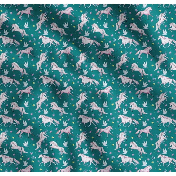 Soimoi Cotton Voile Fabric Dot,Star & Unicorn Animal Printed Fabric 1 Yard 42 Inch Wide
