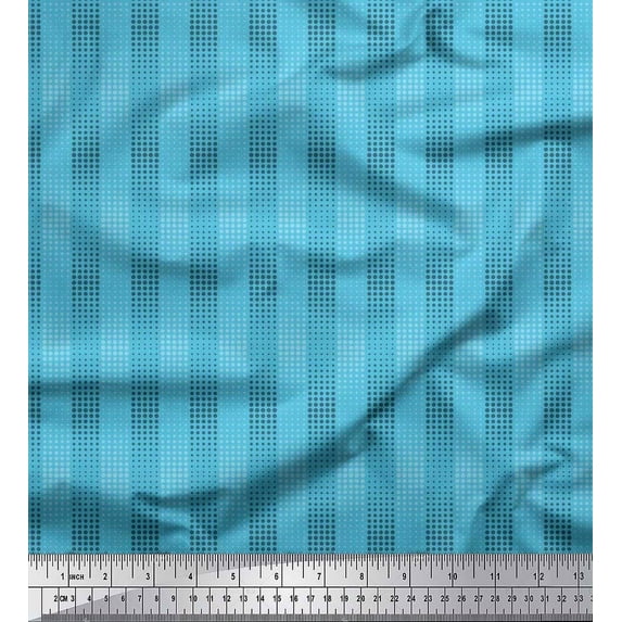 Soimoi Cotton Voile Fabric Dot & Stripe Printed Fabric 1 Yard 42 Inch Wide