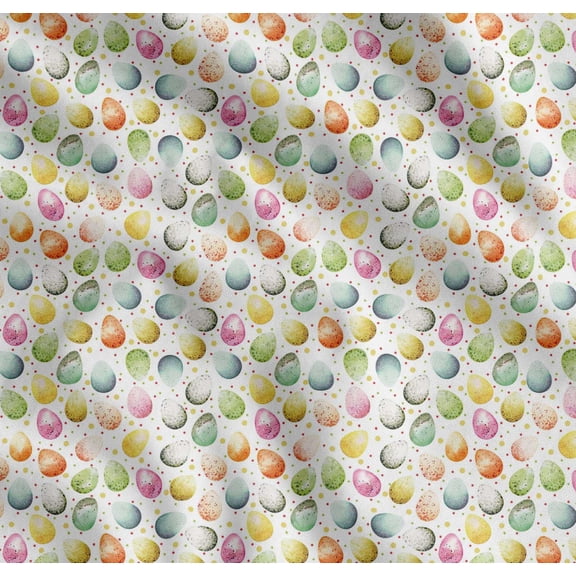 Soimoi Cotton Voile Fabric Egg Easter Print Fabric by The Yard 42 Inch Wide