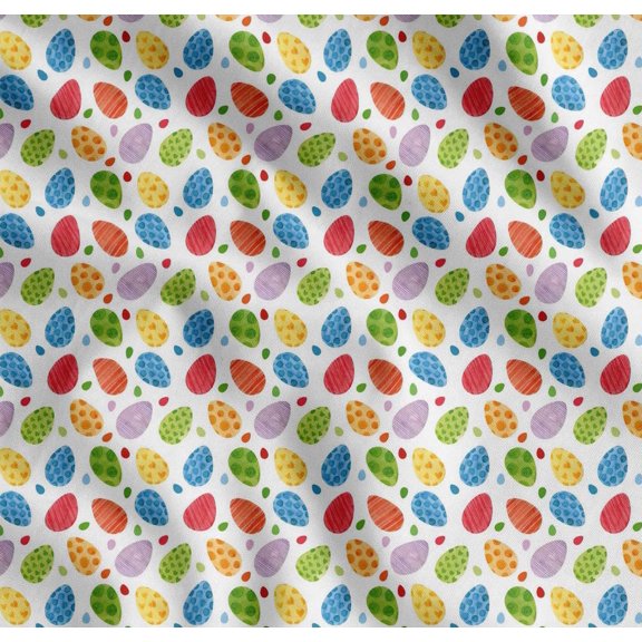 Soimoi Cotton Voile Fabric Egg Easter Printed Fabric 1 Yard 42 Inch Wide