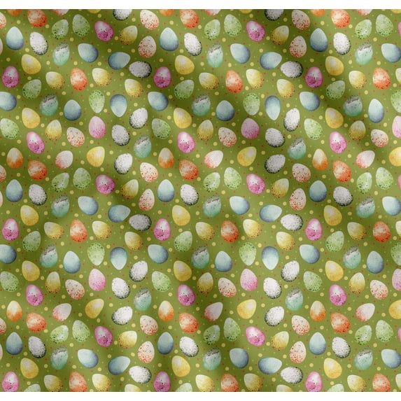 Soimoi Cotton Voile Fabric Egg Easter Printed Fabric 1 Yard 56 Inch Wide