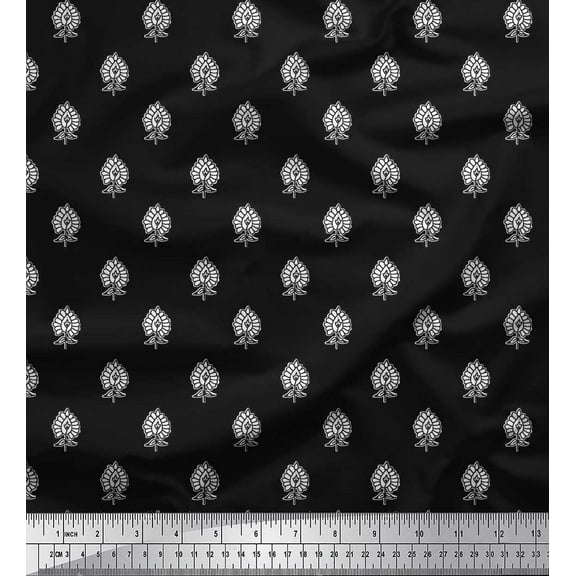 Soimoi Cotton Voile Fabric Floral Block Print Fabric by Yard 42 Inch Wide