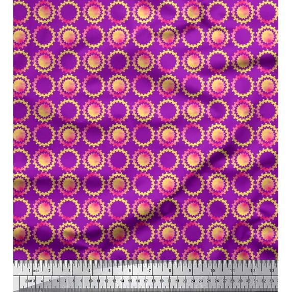 Soimoi Cotton Voile Fabric Floral & Circle Geometric Fabric Prints By Yard 56 Inch Wide