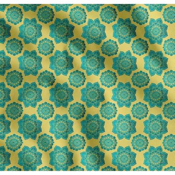 Soimoi Cotton Voile Fabric Floral Mandala Decor Fabric Printed Yard 56 Inch Wide