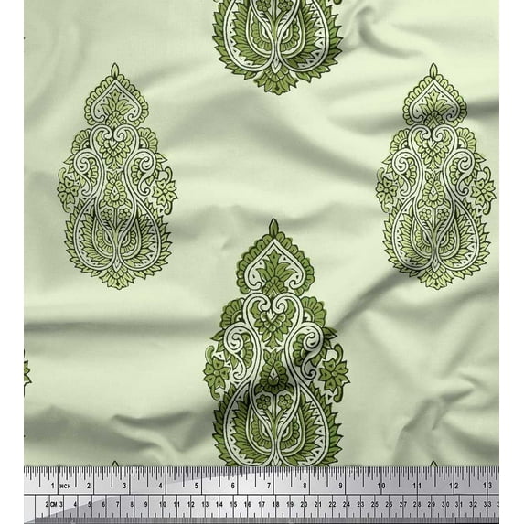 Soimoi Cotton Voile Fabric Floral & Paisley Block Decor Fabric Printed Yard 56 Inch Wide