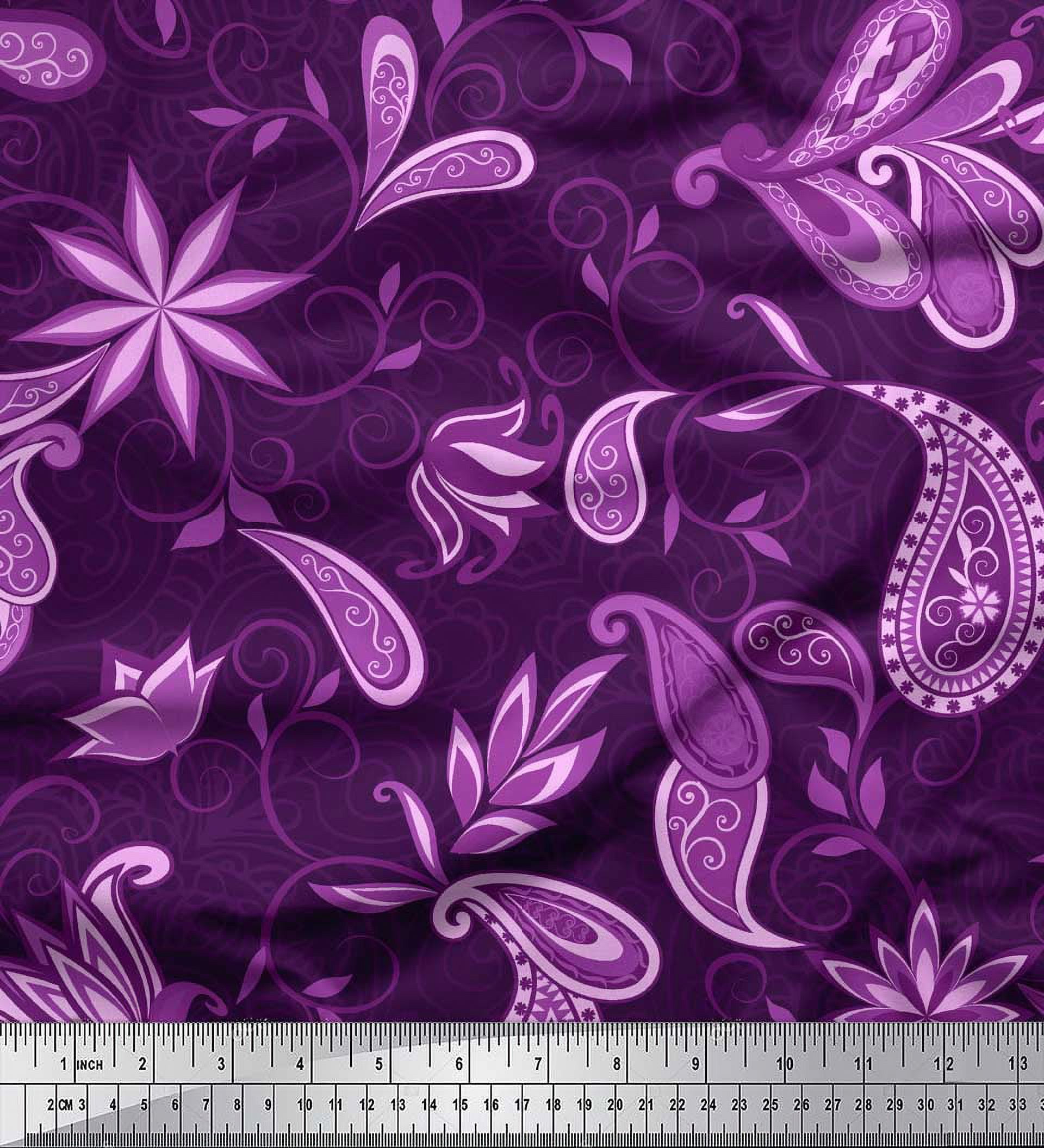 Soimoi Poly Georgette Green Fabric - Bohemian Paisley Floral Print By The Yard 42 Inches Wide