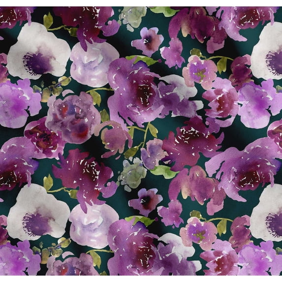 Soimoi Cotton Voile Fabric Flower Watercolor Print Fabric by the Yard 42 Inch Wide
