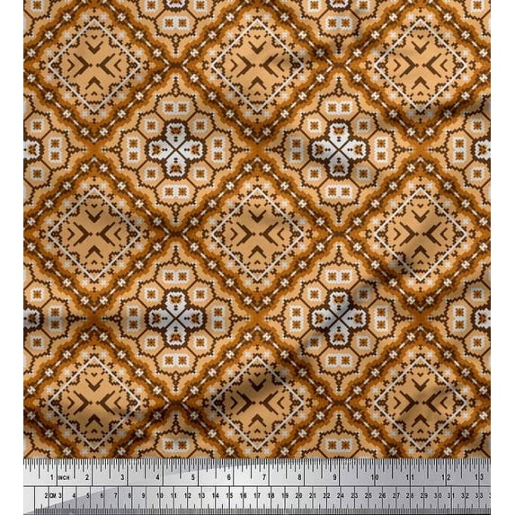 Soimoi Cotton Voile Fabric Geometric Kilim Decor Fabric Printed Yard 56 Inch Wide