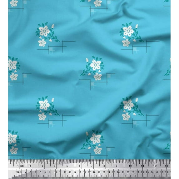 Soimoi Cotton Voile Fabric Geometric Maze,Leaves & Floral Artistic Fabric Prints By Yard 42 Inch Wide