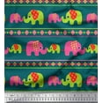 thumbnail image 1 of Soimoi Cotton Voile Fabric Geometric Shapes,Stripe & Elephant Kids Printed Fabric 1 Yard 56 Inch Wide, 1 of 1