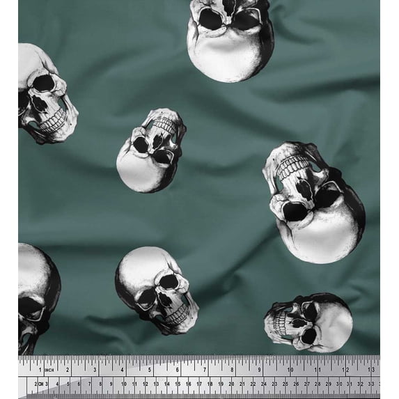 Soimoi Cotton Voile Fabric Horror Skull Halloween Printed Craft Fabric by The Yard 56 Inch Wide