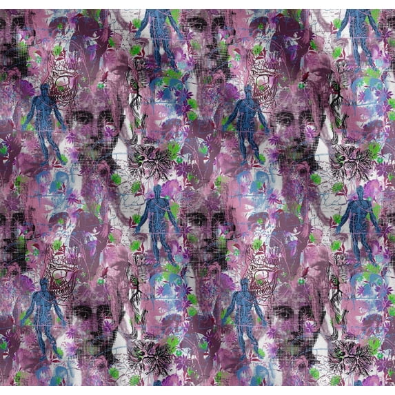 Soimoi Cotton Voile Fabric Human Body & Skull Halloween Print Fabric by The Yard 42 Inch Wide