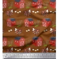 thumbnail image 1 of Soimoi Cotton Voile Fabric Hut,Egg & Hen Farm Fabric Prints by Yard 42 Inch Wide, 1 of 1