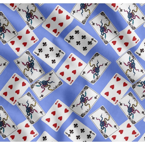 Soimoi Cotton Voile Fabric Indoor Game Poker Card Sports Print Fabric by the Yard 42 Inch Wide